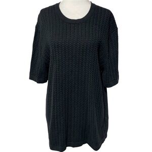 Abercrombie & Fitch Cable Knit Short Sleeve Sweater Tee Faded Black Size Large